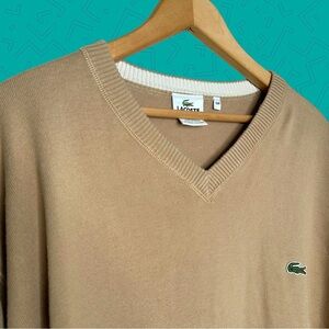 Lacoste Tan V-Neck Sweater